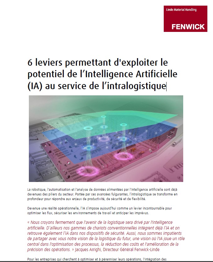 Aperçu de 6 leviers permettant d'exploiter le potentiel de l’Intelligence Artificielle (IA) au service de l’intralogistique